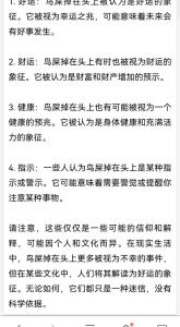鳥屎掉女人頭上有什么預(yù)兆,是福是禍