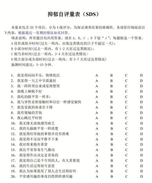 心理測試抑郁自評量表