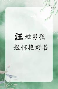 汪姓男寶寶姓名大全