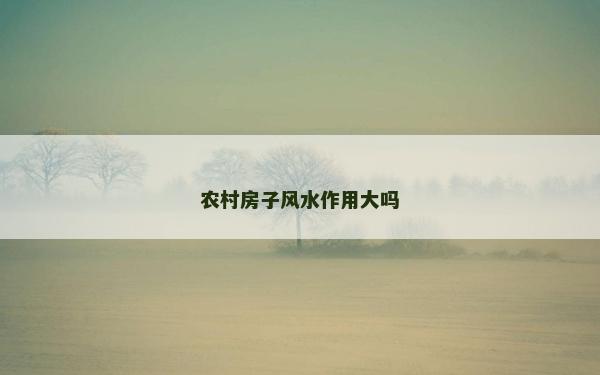 農村房子風水作用大嗎