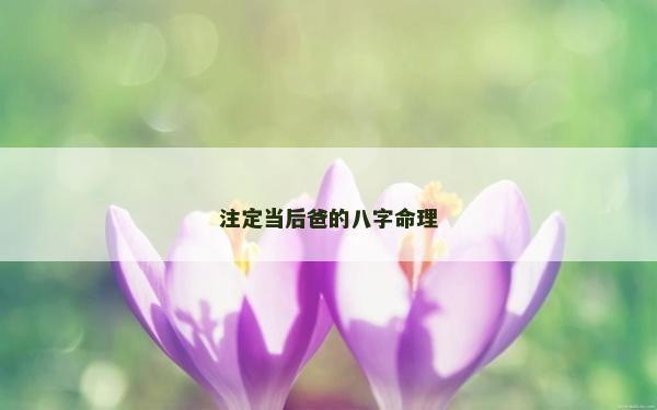注定當(dāng)后爸的八字命理