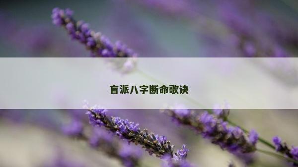 盲派八字斷命歌訣