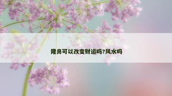 隆鼻可以改變財運嗎?風水嗎
