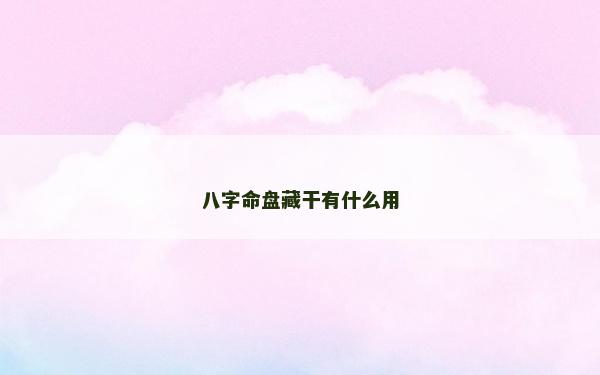 八字命盤藏干有什么用 八字命盤藏干有什么用