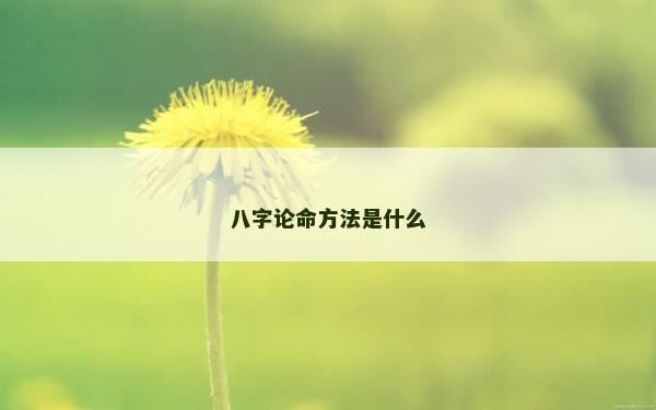 八字論命方法是什么