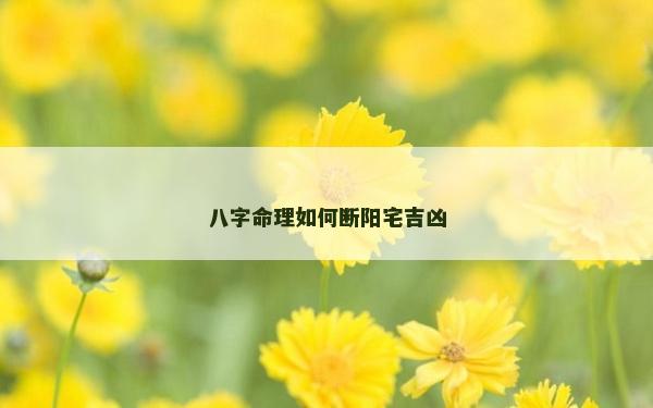 八字命理如何斷陽宅吉兇