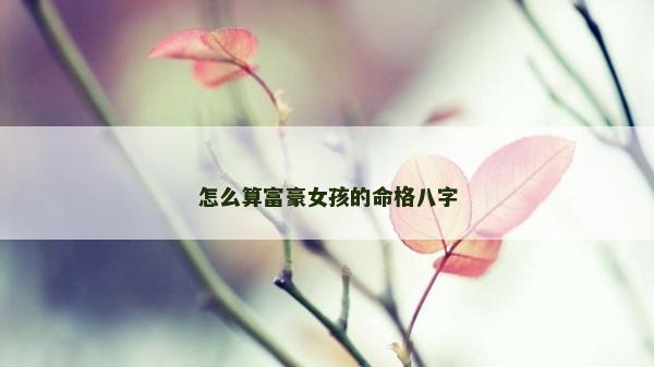 怎么算富豪女孩的命格八字