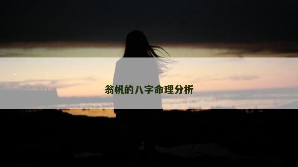 翁帆的八字命理分析
