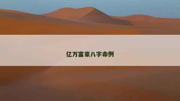 億萬富豪八字命例
