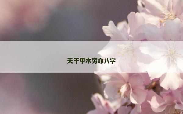 天干甲木窮命八字
