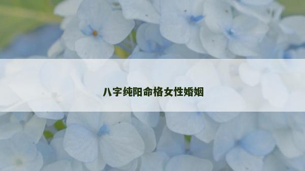 八字純陽(yáng)命格女性婚姻