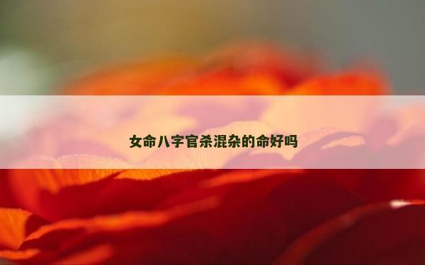 女命八字官殺混雜的命好嗎