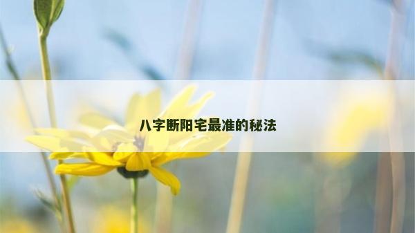 八字?jǐn)嚓?yáng)宅最準(zhǔn)的秘法 八字?jǐn)嚓?yáng)宅最準(zhǔn)的秘法