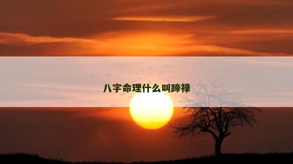 八字命理什么叫蹄祿 八字命理什么叫蹄祿