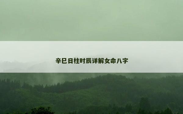 辛巳日柱時辰詳解女命八字