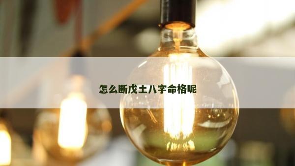 怎么斷戊土八字命格呢