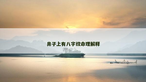 鼻子上有八字紋命理解釋