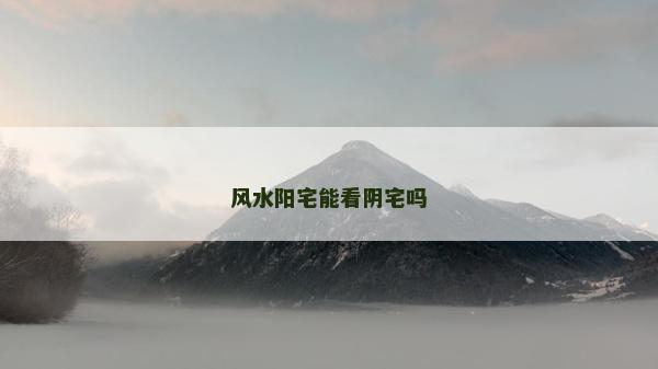 風水陽宅能看陰宅嗎