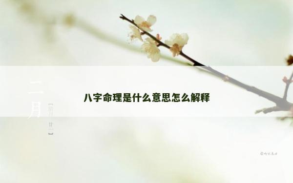 八字命理是什么意思怎么解釋
