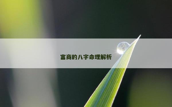 富商的八字命理解析