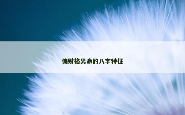 偏財格男命的八字特征 偏財格男命的八字特征