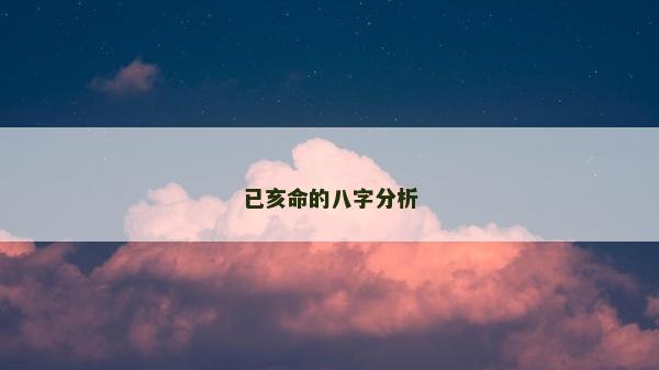 已亥命的八字分析