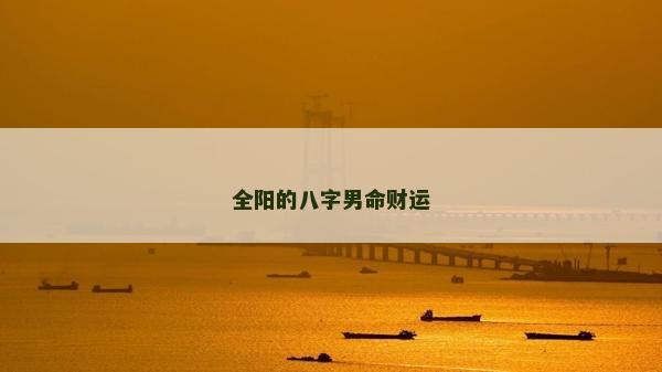 全陽的八字男命財運