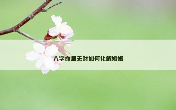 八字命里無財如何化解婚姻
