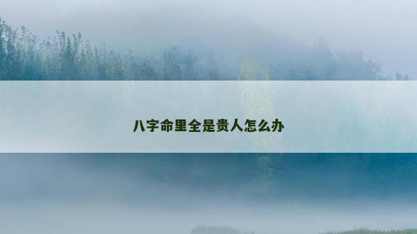 八字命里全是貴人怎么辦