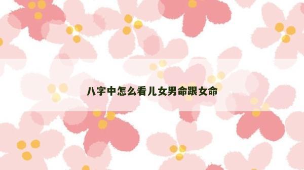 八字中怎么看兒女男命跟女命