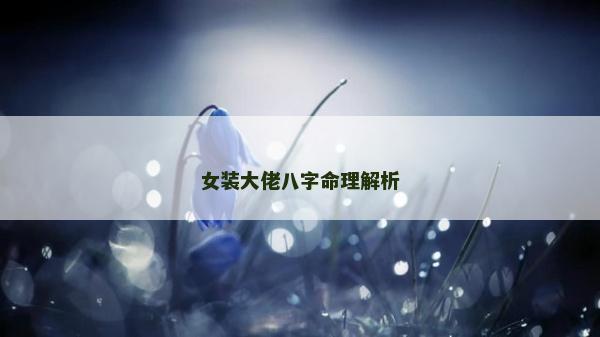 女裝大佬八字命理解析