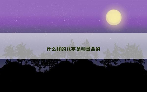 什么樣的八字是帥哥命的