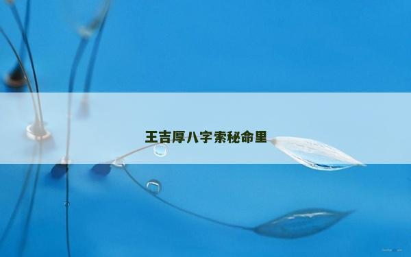 王吉厚八字索秘命里 王吉厚八字索秘命里