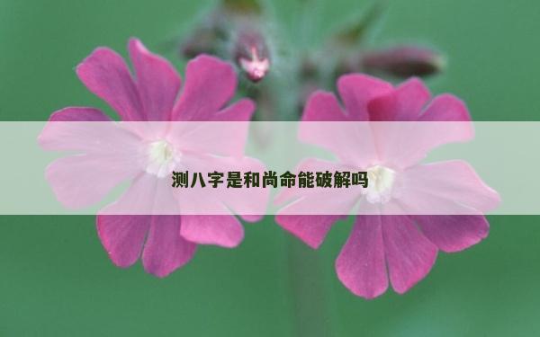 測八字是和尚命能破解嗎