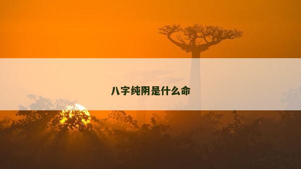 八字純陰是什么命