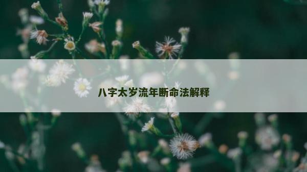 八字太歲流年斷命法解釋