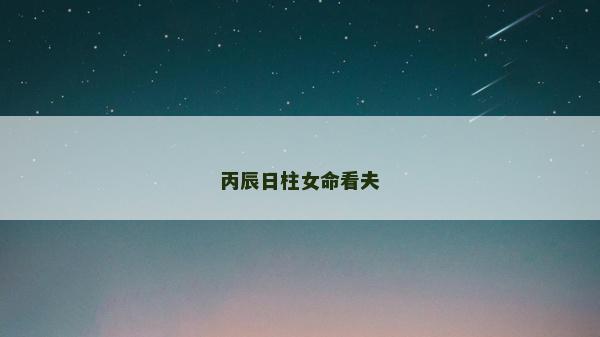 丙辰日柱女命看夫
