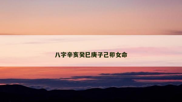 八字辛亥癸巳庚子己卯女命