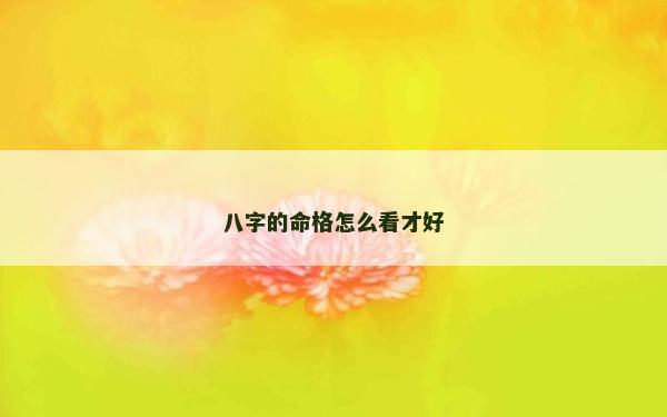 八字的命格怎么看才好