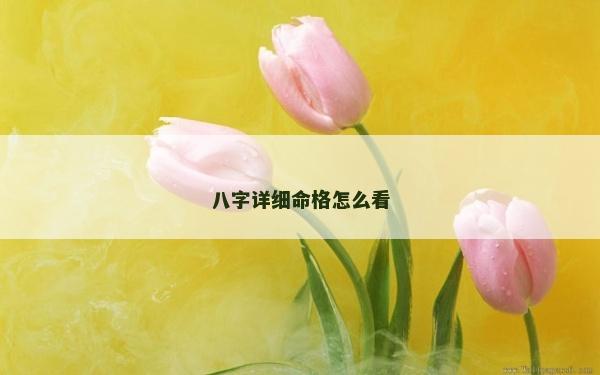 八字詳細命格怎么看