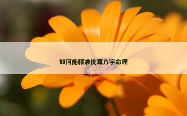 如何能精準批算八字命理