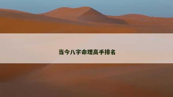 當今八字命理高手排名