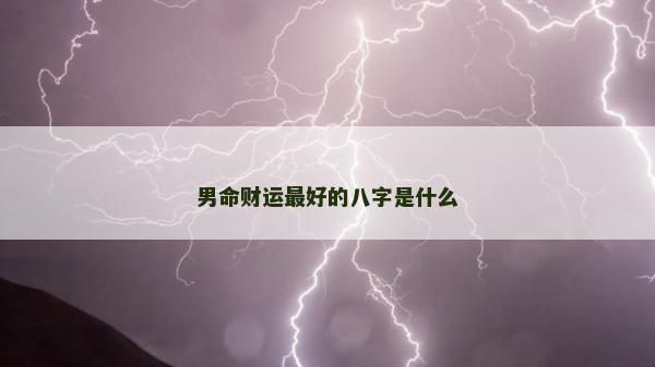 男命財運最好的八字是什么