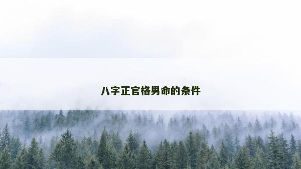 八字正官格男命的條件