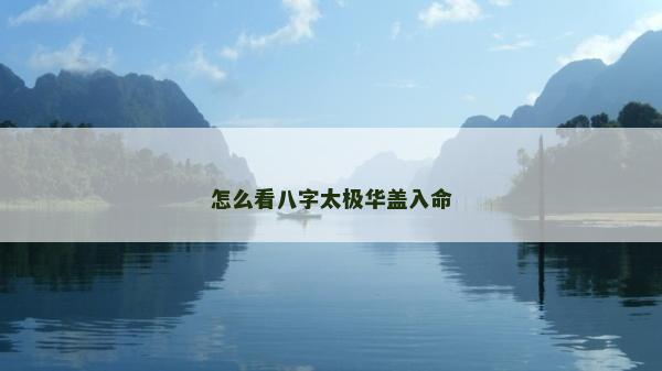 怎么看八字太極華蓋入命
