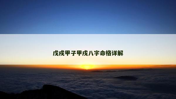 戊戍甲子甲戌八字命格詳解