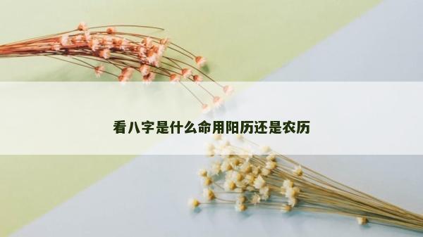 看八字是什么命用陽歷還是農歷