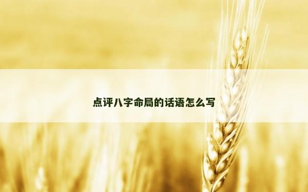 點(diǎn)評(píng)八字命局的話語怎么寫