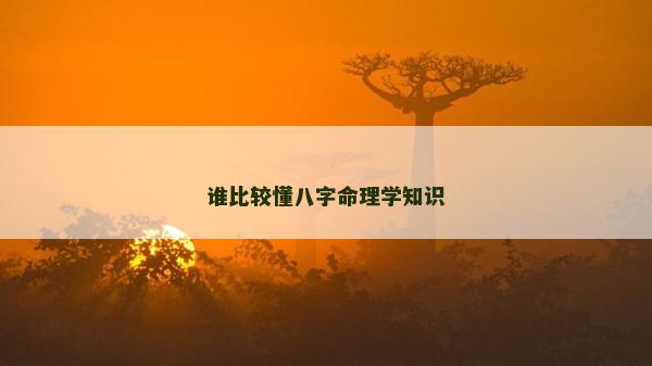 誰比較懂八字命理學知識