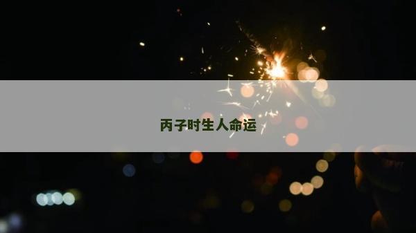丙子時生人命運